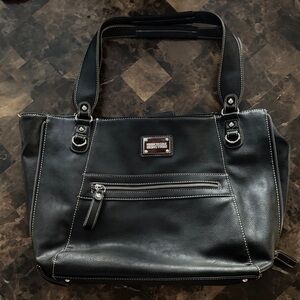 Kenneth Cole Large 13x18 Black Tote with Silver Accents. Zippers on sides.